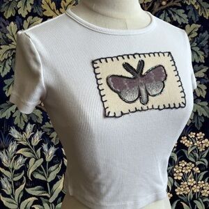 White Moth Patch Baby Tee